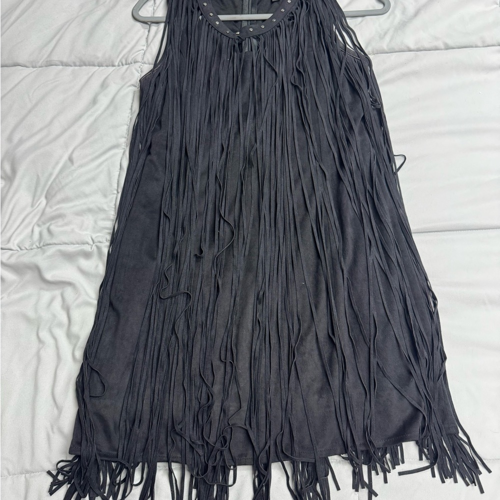 Fun Black Fringe Dress/Top